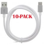 10-PACK Kabel USB-A - USB-C 2.4A, 1m, hvid