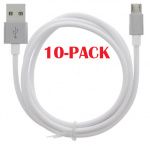 10-PACK Kabel USB-A - MicroUSB 2.4A, 1m, hvid