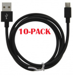 10-PACK Kabel USB-A - MicroUSB 2.4A, 1m, Sort