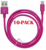 10-PACK Kabel USB-A - Lightning 2.4A, 1m, Pink