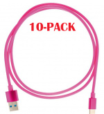 10-PACK Kabel USB-A - USB-C 2.4A, 1m, Pink