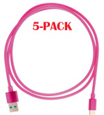 5-PACK Kabel USB-A - USB-C 2.4A, 1m, Pink