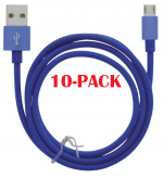 10-PACK Kabel USB-A - MicroUSB 2.4A, 1m, Blå