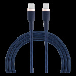 EPZI USB-C til USB-C-kabel, 60W, flettet, 1 m - marineblå