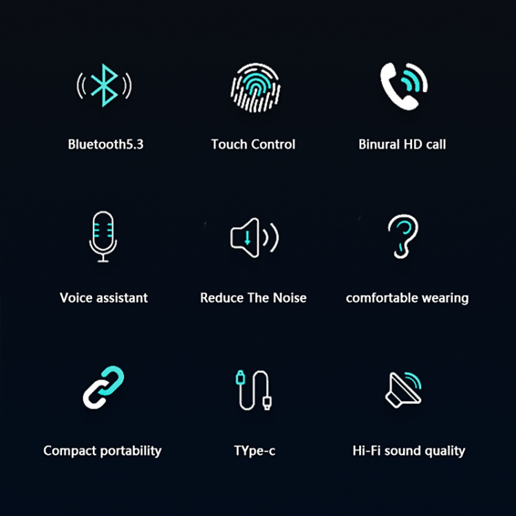 ET03 True Wireless Bluetooth-hovedtelefoner, sort