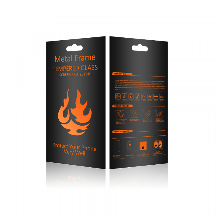 Skærmbeskytter af hærdet glas med metalramme, iPhone 16 Pro