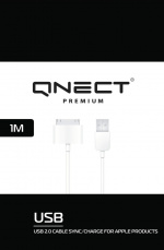 QNECT USB 2.0 type A han - 30-pin, 1 m, hvid