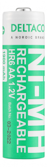 DELTACO Ultimate Ni-Mh genopladelig, LR6/AA størrelse, 1900mAh, 4-pak (SG)