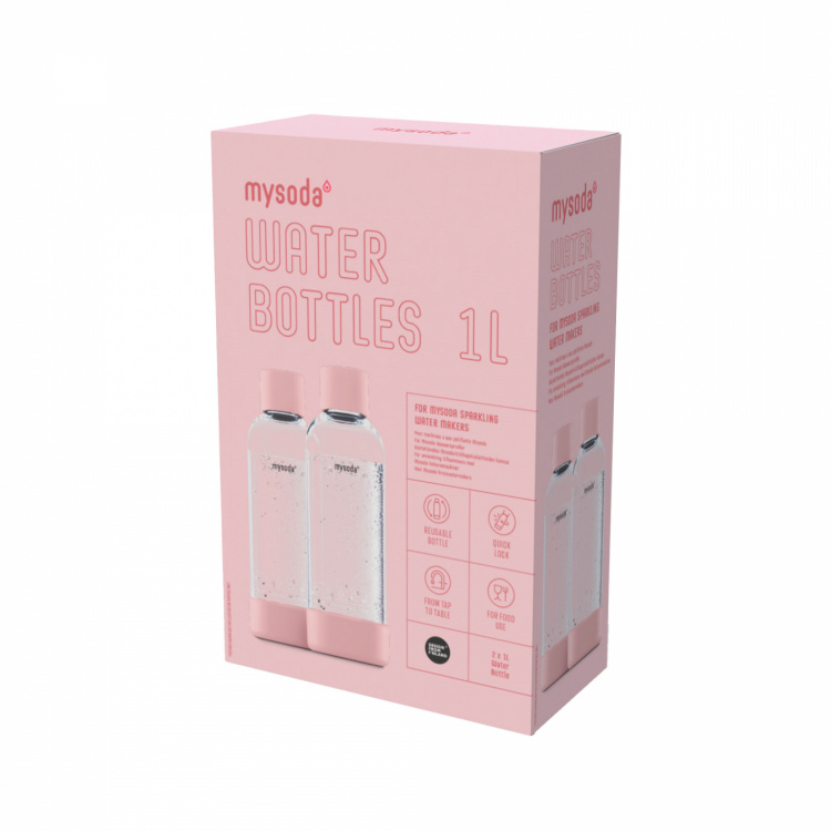 Mysoda PET-flaska 1L 2-pack, Pink