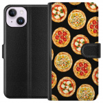 Tegnebogsetui til Apple iPhone 14 med Pizza motiv