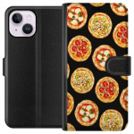 Tegnebogsetui til Apple iPhone 14 Plus med Pizza motiv