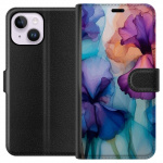 Tegnebogsetui til Apple iPhone 15 Plus med Magiske blomster motiv