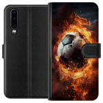 Tegnebogsetui til Huawei P30 med Fodbold motiv