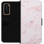 Tegnebogsetui til Huawei P40 med Rosa Hjerte motiv