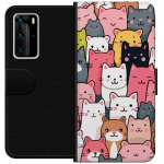 Tegnebogsetui til Huawei P40 Pro med Katte mønster motiv