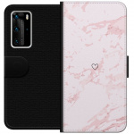 Tegnebogsetui til Huawei P40 Pro med Rosa Hjerte motiv