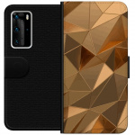 Tegnebogsetui til Huawei P40 Pro med 3D Guld motiv