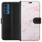 Tegnebogsetui til Motorola Edge 20 Pro med Rosa Hjerte motiv