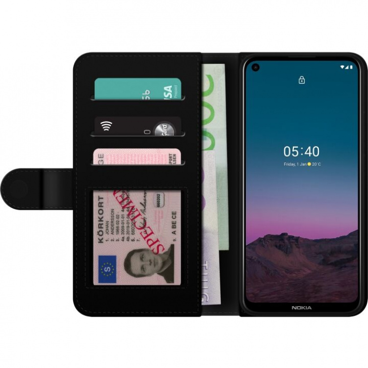 Tegnebogsetui til Nokia 5.4 med Fodbold motiv