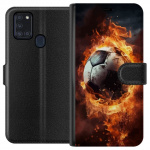 Tegnebogsetui til Samsung Galaxy A21s med Fodbold motiv