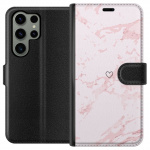 Tegnebogsetui til Samsung Galaxy S23 Ultra med Rosa Hjerte motiv