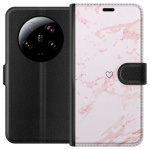 Tegnebogsetui til Xiaomi 13 Ultra med Rosa Hjerte motiv