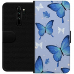 Tegnebogsetui til Xiaomi Redmi Note 8 Pro med Blå sommerfugle motiv