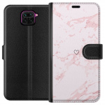 Tegnebogsetui til Xiaomi Redmi Note 9 med Rosa Hjerte motiv