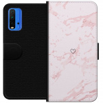 Tegnebogsetui til Xiaomi Redmi Note 9 4G med Rosa Hjerte motiv