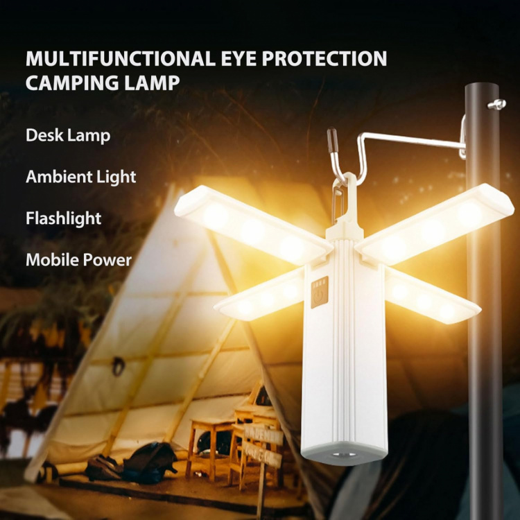 Hopfällbar LED campinglampa med flera ljuslägen