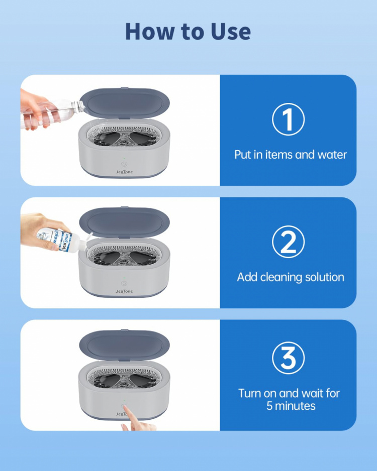 Ultraljudsrengörare 46KHz - Effektiv och skonsam rengöring