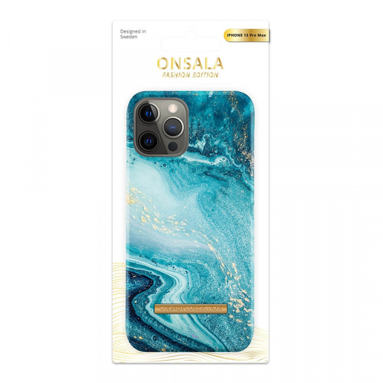 Onsala COLLECTION Mobil Cover Soft Blue Sea Marble iPhone 13 Pro Max