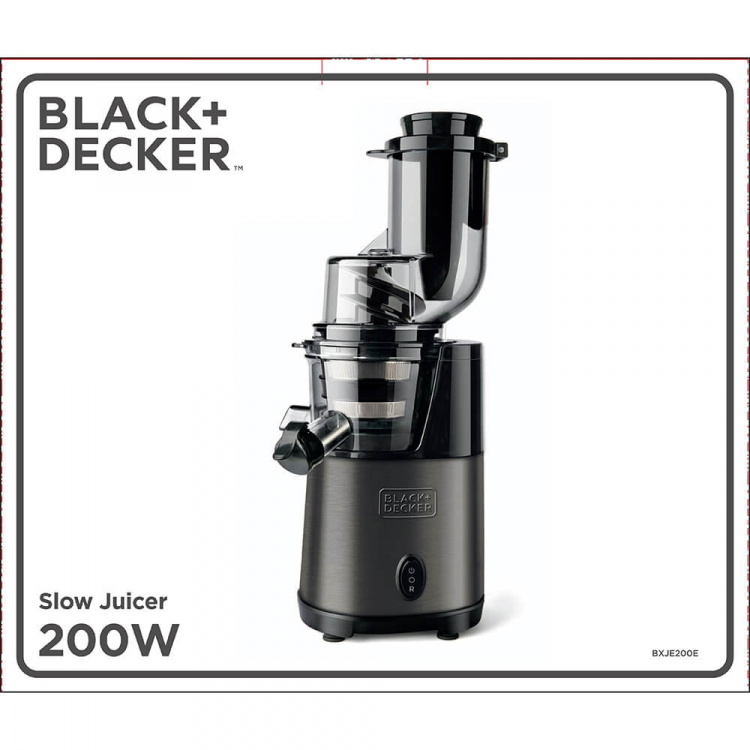 BLACK+DECKER Slow Juicer BXJE200E Børstet Rustfrit Stål BLACK+DECKER Slow Juicer BXJE200E Børstet Rustfrit Stål