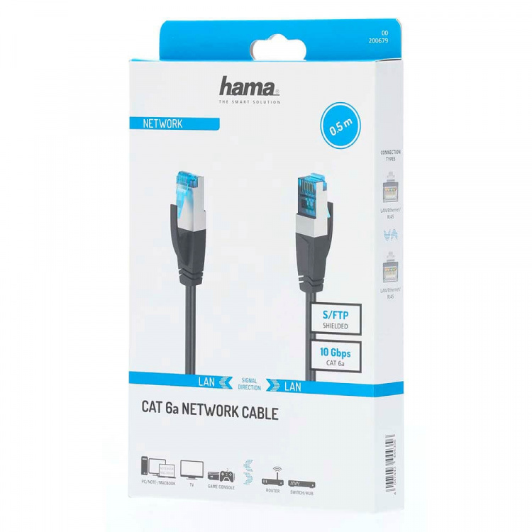 Hama Cable Network CAT6a S/FTP 0.5m Black