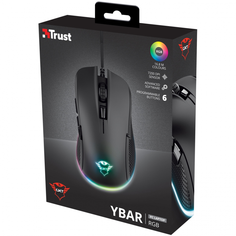 Trust GXT 922 Ybar Gaming Mouse, Svart