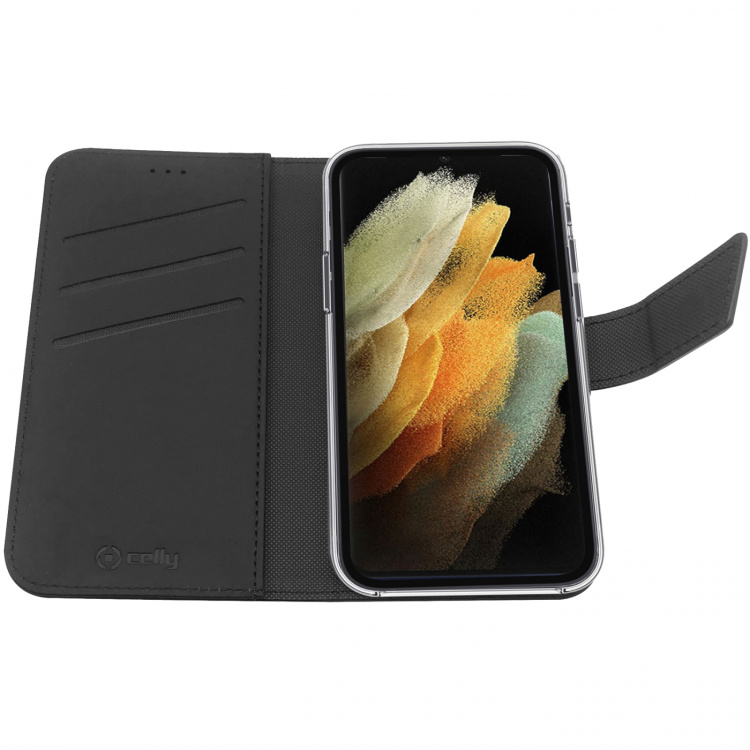 Celly Wallet Case Galaxy S22 Ultra, Svart