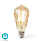 Nedis SmartLife LED Glødepære | E27 | 806 lm | 7 W | Varm Hvid | 1800 - 3000 K | Glas | Android™ / IOS | ST64 | 1 stk