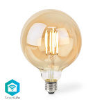 Nedis SmartLife LED Glødepære | Wi-Fi | E27 | 806 lm | 7 W | Varm Hvid | 1800 - 3000 K | Glas | Android™ / IOS | Globe | 1 stk