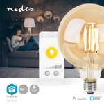 Nedis SmartLife LED Glødepære | Wi-Fi | E27 | 806 lm | 7 W | Varm Hvid | 1800 - 3000 K | Glas | Android™ / IOS | Globe | 1 stk