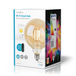 Nedis SmartLife LED Glødepære | Wi-Fi | E27 | 806 lm | 7 W | Varm Hvid | 1800 - 3000 K | Glas | Android™ / IOS | Globe | 1 stk