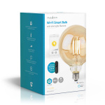 Nedis SmartLife LED Glødepære | Wi-Fi | E27 | 806 lm | 7 W | Varm Hvid | 1800 - 3000 K | Glas | Android™ / IOS | Globe | 1 stk