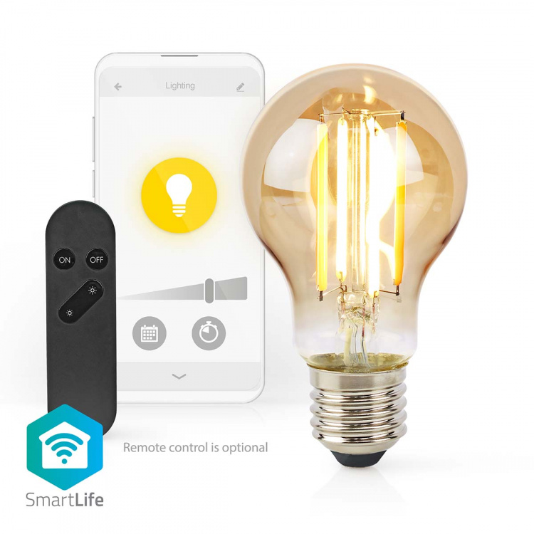 Nedis SmartLife LED Glødepære | E27 | 806 lm | 7 W | Varm Hvid | 1800 - 3000 K | Glas | Android™ / IOS | Pære | 1 stk