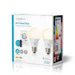 Nedis SmartLife Fuld Farve Pære | E27 | 806 lm | 9 W | RGB / Varm til kølig hvid | 2700 - 6500 K | Android™ / IOS | Pære | 2 stk