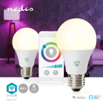 Nedis SmartLife Fuld Farve Pære | E27 | 806 lm | 9 W | RGB / Varm til kølig hvid | 2700 - 6500 K | Android™ / IOS | Pære | 2 stk