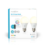 Nedis SmartLife Fuld Farve Pære | E27 | 806 lm | 9 W | RGB / Varm til kølig hvid | 2700 - 6500 K | Android™ / IOS | Pære | 2 stk