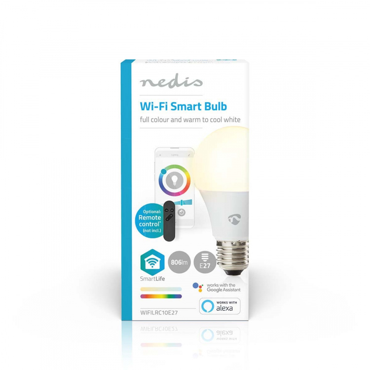 Nedis SmartLife Fuld Farve Pære | E27 | 806 lm | 9 W | RGB / Varm til kølig hvid | 2700 - 6500 K | Android™ / IOS | Pære | 1 stk