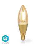 Nedis SmartLife LED Glødepære | E14 | 470 lm | 4.90 W | Varm Hvid | 1800 - 3000 K | Glas | Android™ / IOS | Stearinlys | 1 stk