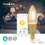Nedis SmartLife LED Glødepære | E14 | 470 lm | 4.90 W | Varm Hvid | 1800 - 3000 K | Glas | Android™ / IOS | Stearinlys | 1 stk