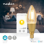 Nedis SmartLife LED Glødepære | E14 | 470 lm | 4.90 W | Varm Hvid | 1800 - 3000 K | Glas | Android™ / IOS | Stearinlys | 1 stk
