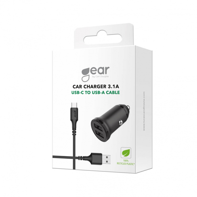 Gear Lader 12-24V 2xUSB 3.4A USB-C 2.0 Kabel 1m Sort Gear Lader 12-24V 2xUSB 3.4A USB-C 2.0 Kabel 1m Sort